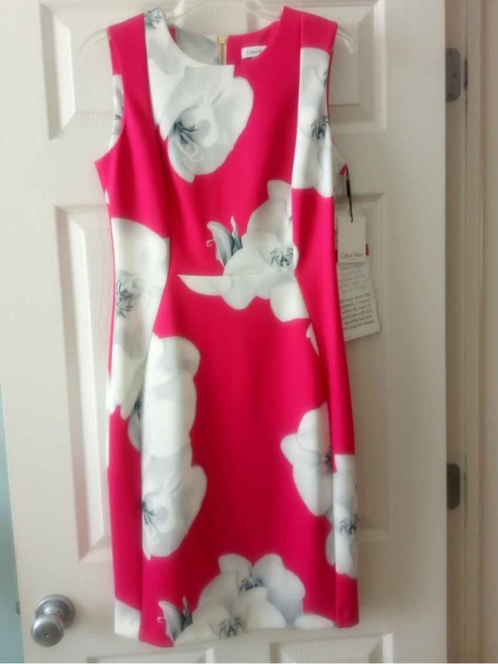 NWT Calvin Klein Pink White Floral Sleeveless Dress